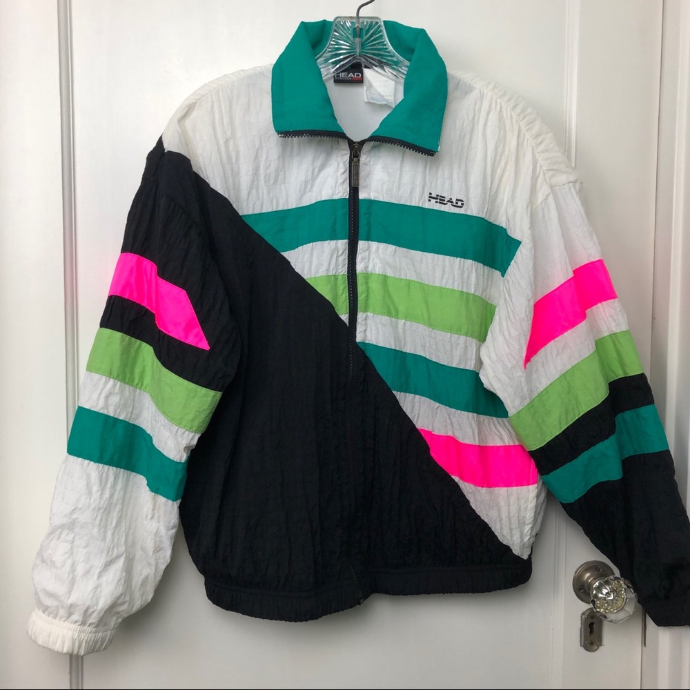 Vintage HEAD Neon Color Block Windbreaker